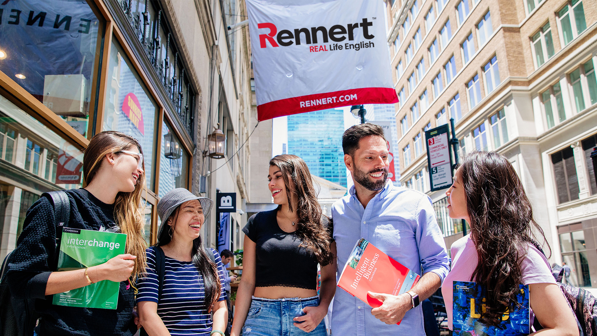 Rennert School Entrance with Students